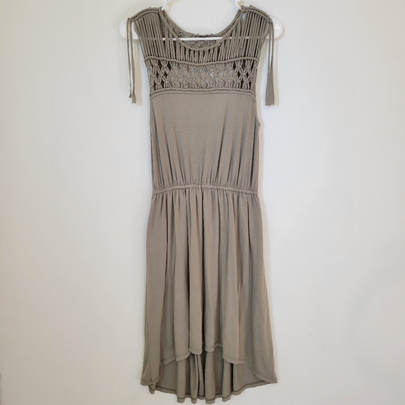 Miss Me Olive Taupe Macrame Boho Dress Small - Picture 2 of 12